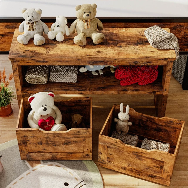 Alt view image 3 of 7 - Toy Storage Organizer with Drawers, Floor Toy Box with Wheels | Storage Chest with Shelf, for Nursery, Playroom, and Bedroom, Vintage Brown