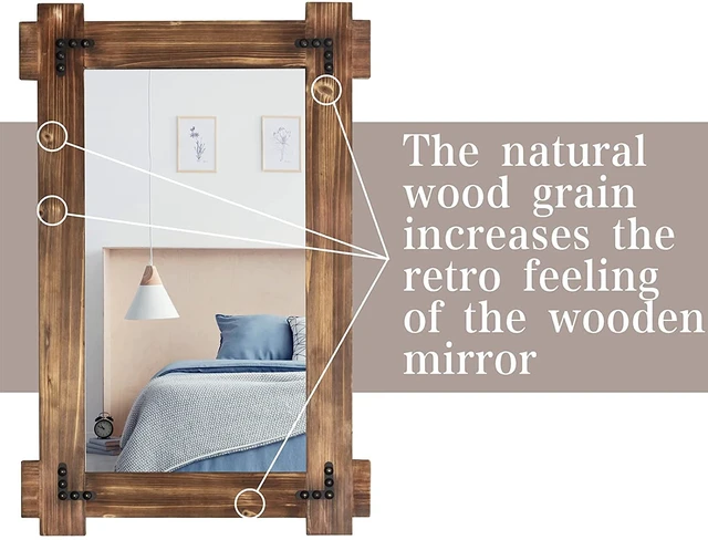 Alt view image 7 of 7 - Rustic Wood Bathroom Mirror 30x20 Inch, Farmhouse Vanity Mirror | Western barn wood accent for half bath, powder room, hallway or above the sink