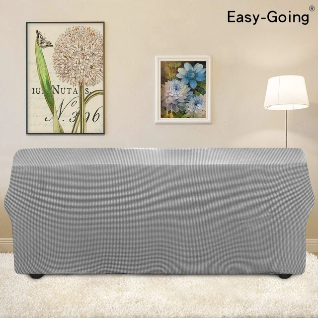 Alt view image 3 of 7 - Stretch 4 Seater Oversized Sofa Couch Cover Light Gray | 1-Piece Extra X-large Sofa Cover Furniture Protector Couch Soft with Bottom for Kids, Spandex Jacquard