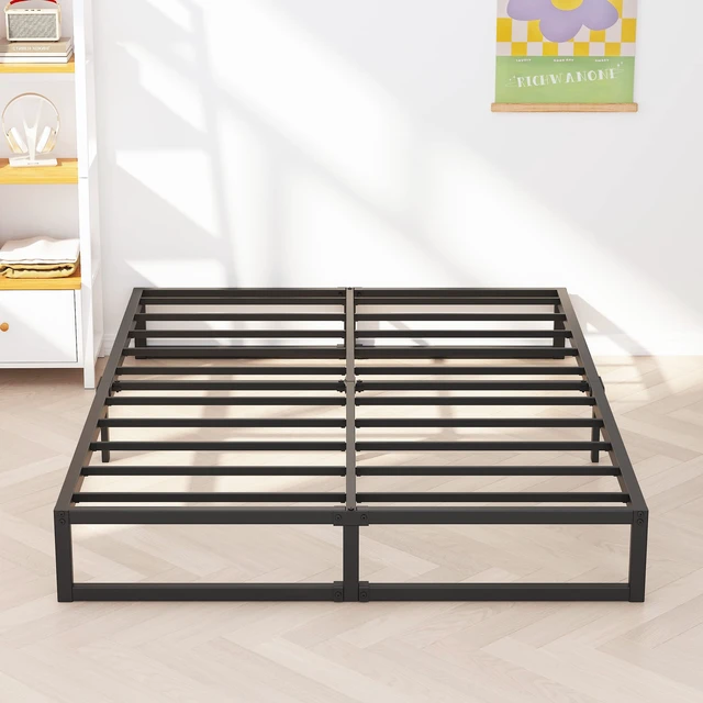 Alt view image 3 of 7 - 10 Inch Queen Bed Frame Metal Platform Bed, Black | Queen Size Bed Frame, Mattress Foundation with Steel Slat Support, No Box Spring Needed, Easy Assembly