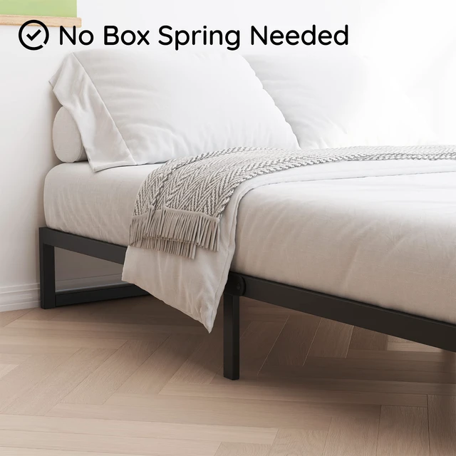Alt view image 4 of 7 - 10 Inch Queen Bed Frame Metal Platform Bed, Black | Queen Size Bed Frame, Mattress Foundation with Steel Slat Support, No Box Spring Needed, Easy Assembly