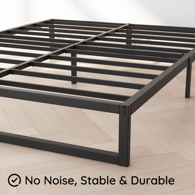 Alt view image 6 of 7 - 10 Inch Queen Bed Frame Metal Platform Bed, Black | Queen Size Bed Frame, Mattress Foundation with Steel Slat Support, No Box Spring Needed, Easy Assembly