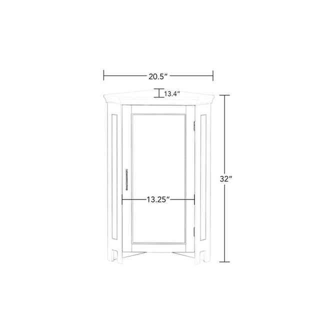 Alt view image 4 of 7 - Somerset Bathroom Corner Floor Linen Storage Cabinet, White | Bath Organizer with Adjustable Interior Shelf, Door, Two-Tone Handle, Coved Top Detailing, Painted MDF, Laundry Storage