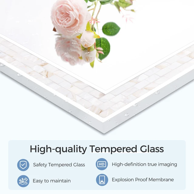 Alt view image 4 of 6 - White 24 x 36 Inch Mosaic Bathroom Mirror for Wall | Natural mother of pearl shell frame, tempered glass, coastal boho bedroom living Room wall decor