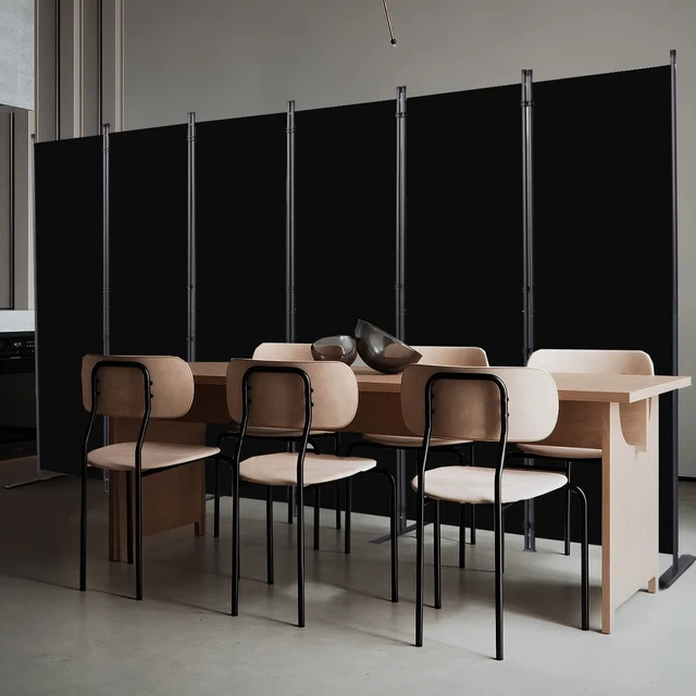 Alt view image 7 of 7 - Room Divider, 6 Panel Folding Privacy Screens with Wider Feet, Black | 132" W X 71" H Room Divider Panel, Stable Frame Structure, Flexible Space Separator, Portable wall divider for Room Partition