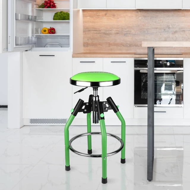 Alt view image 2 of 7 - Garage Bar Stool, Heavy Duty Adjustable Hydraulic Shop Stool, 29in to 33. 86in, 330-Pound Capacity, Green