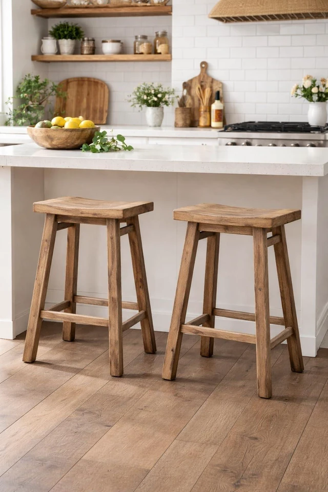 Main image of Backless Saddle Counter Stools - Weathered Barn - Set of 2