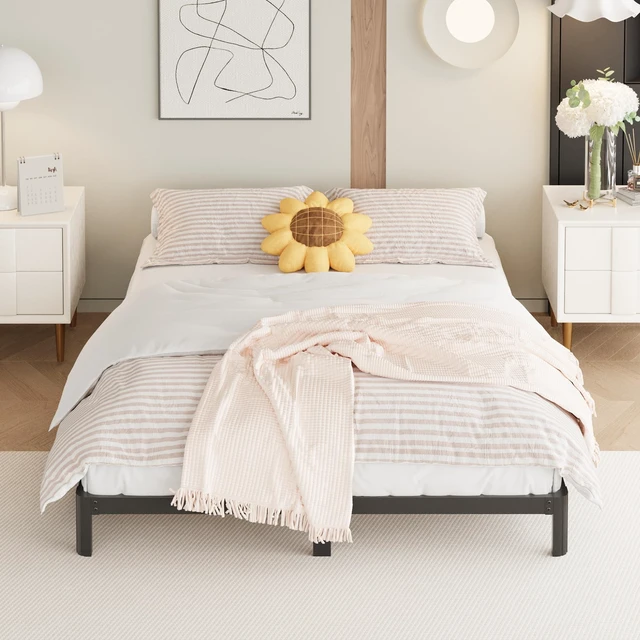 Alt view image 4 of 7 - 8 Inch Full Bed Frame with Rounded Corner Legs | Heavy Duty Full Size Metal Platform Bed Frame No Box Spring Needed, Easy Assembly,Noise Free, Black