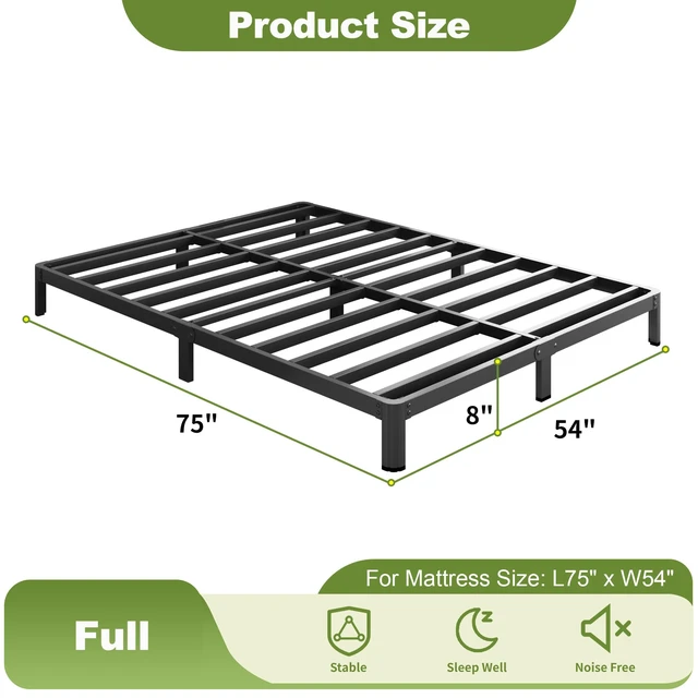 Alt view image 3 of 7 - 8 Inch Full Bed Frame with Rounded Corner Legs | Heavy Duty Full Size Metal Platform Bed Frame No Box Spring Needed, Easy Assembly,Noise Free, Black