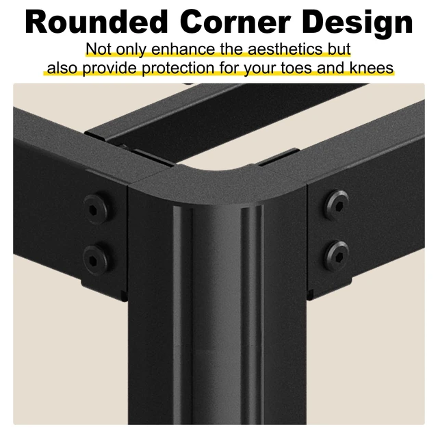 Alt view image 6 of 7 - 8 Inch Full Bed Frame with Rounded Corner Legs | Heavy Duty Full Size Metal Platform Bed Frame No Box Spring Needed, Easy Assembly,Noise Free, Black
