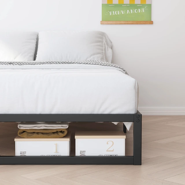 Alt view image 5 of 7 - 10 Inch Queen Bed Frame Metal Platform Bed, Black | Queen Size Bed Frame, Mattress Foundation with Steel Slat Support, No Box Spring Needed, Easy Assembly
