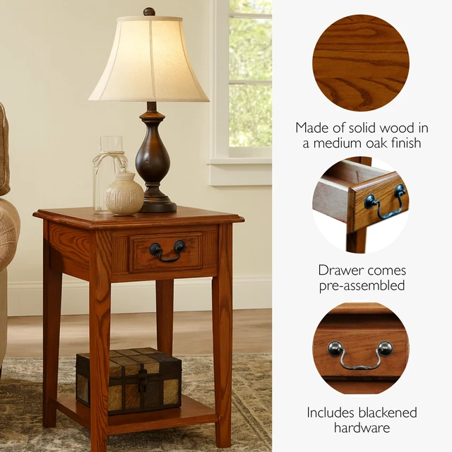 Alt view image 3 of 3 - Haven Ridge Square End Table, 15", Medium Oak | Freestanding, Traditional, Wood, Furniture, 9041-MED