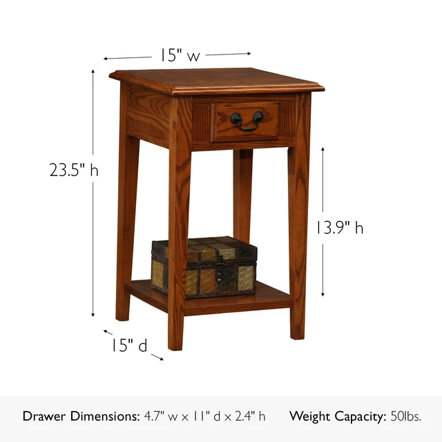 Alt view image 2 of 3 - Haven Ridge Square End Table, 15", Medium Oak | Freestanding, Traditional, Wood, Furniture, 9041-MED