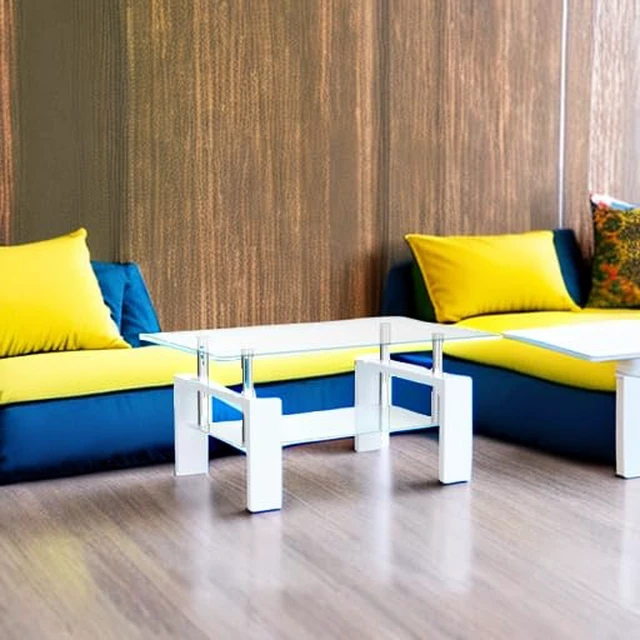 Alt view image 5 of 7 - Living Room Rectangle Coffee Table, Tea Table Suitable for Waiting Room, Modern Side Coffee Table with Wooden Leg, Glass Tabletop with Lower Shelf, White 39.5 * 23.5 * 17.5