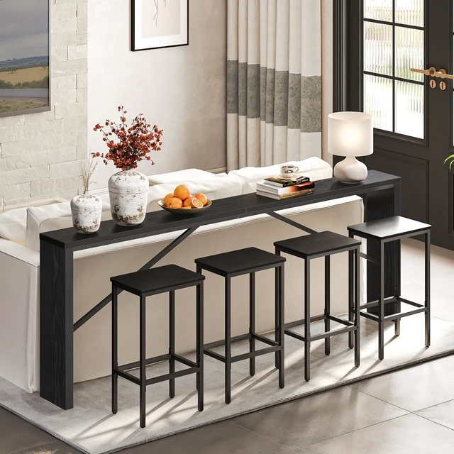 Alt view image 3 of 7 - Console Table, 78.7"Long Sofa Table Behind Couch, Black CTHB20801 | Black Entryway Table, Modern Design, Angled Metal Frame,Long Wall Sofa Table, Industrial, for Hallway, Foyer, Living Room