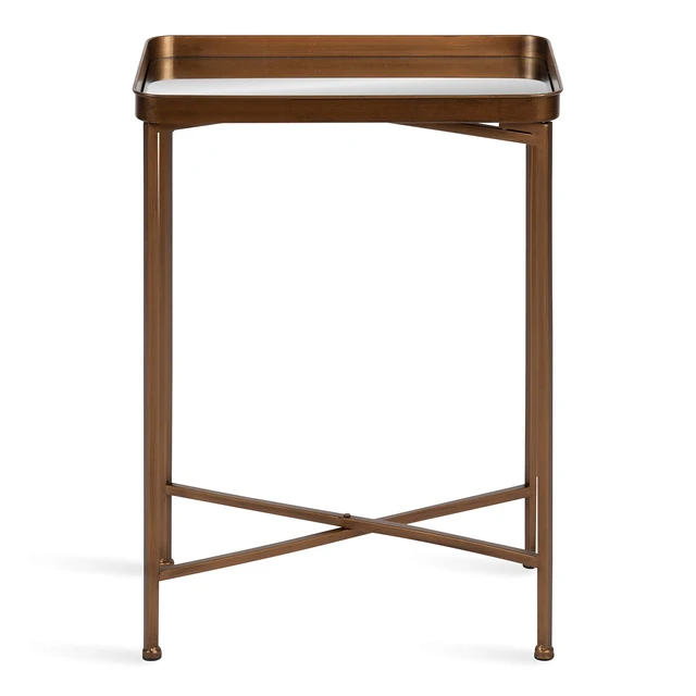Alt view image 5 of 7 - Celia Modern Mirrored Tray Side Table, 18 x 12 x 26, Dark Bronze, Foldable Rectangular End Table for Storage and Display