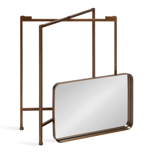 Alt view image 6 of 7 - Celia Modern Mirrored Tray Side Table, 18 x 12 x 26, Dark Bronze, Foldable Rectangular End Table for Storage and Display