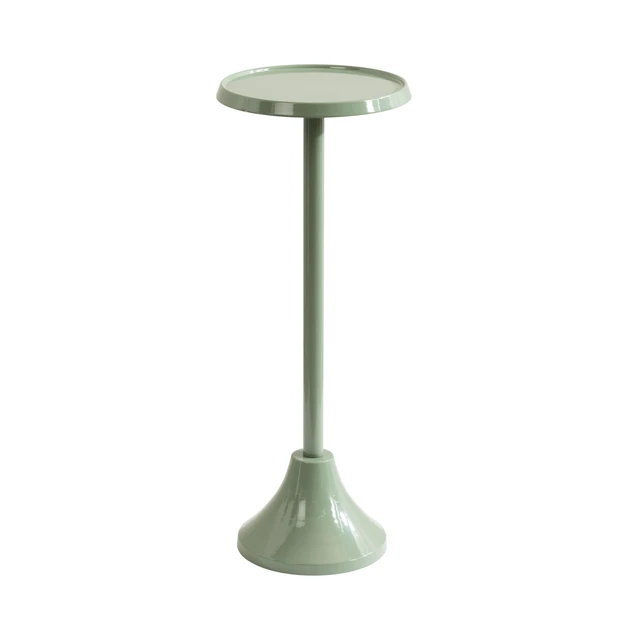 Main image of Sanzo Modern Round Metal Pedestal Drink Table, 9 x 9 x 23, Soft Green, Decorative Martini Table with Trumpet Base for Use as Indoor Plant Stand or Living Room Mini Table
