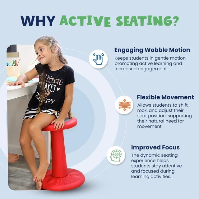 Alt view image 5 of 7 - ActiveChairs Adjustable Wobble Stool, Flexible Classroom Seating, Improves Focus, Posture & Helps ADHD/ADD, Sensory Chair, Active Desk Chairs, Adjusts from 16.65" to 23.75", Ages 13-18, Grey