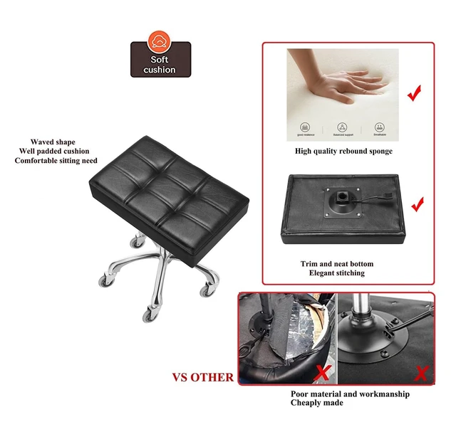 Alt view image 2 of 7 - Heavy Duty Stools with Wheels: Adjustable Lab Seat Shop Stools | High-Grade Swivel Rolling Stools Designed for Professionals,Allows for 400 lb Capacity,Smooth Movement & Long-Lasting Comfort