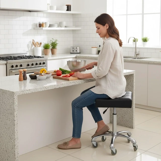 Alt view image 5 of 7 - Heavy Duty Stools with Wheels: Adjustable Lab Seat Shop Stools | High-Grade Swivel Rolling Stools Designed for Professionals,Allows for 400 lb Capacity,Smooth Movement & Long-Lasting Comfort
