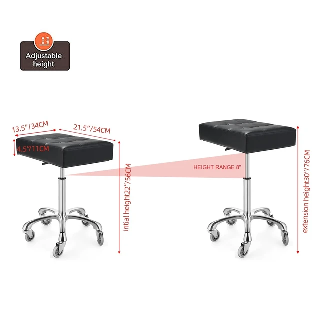 Alt view image 3 of 7 - Heavy Duty Stools with Wheels: Adjustable Lab Seat Shop Stools | High-Grade Swivel Rolling Stools Designed for Professionals,Allows for 400 lb Capacity,Smooth Movement & Long-Lasting Comfort