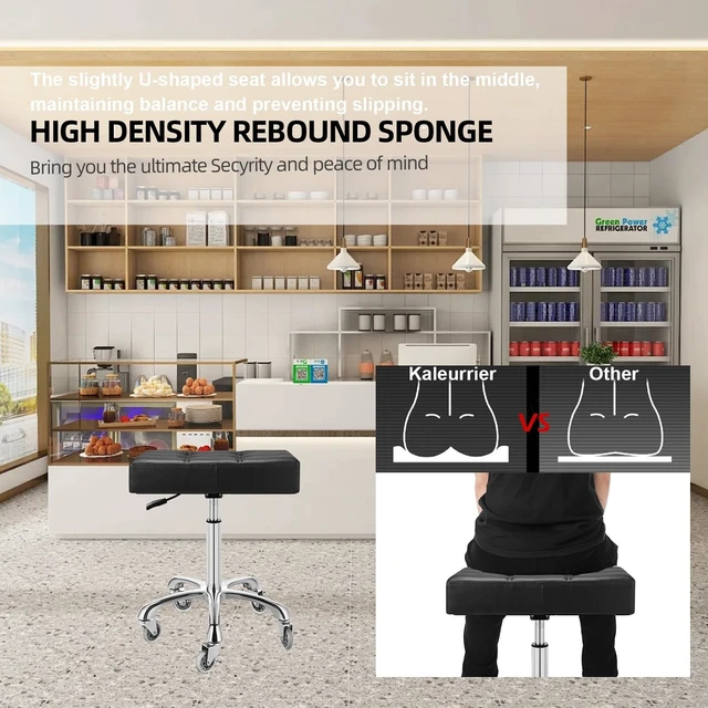 Alt view image 7 of 7 - Heavy Duty Stools with Wheels: Adjustable Lab Seat Shop Stools | High-Grade Swivel Rolling Stools Designed for Professionals,Allows for 400 lb Capacity,Smooth Movement & Long-Lasting Comfort