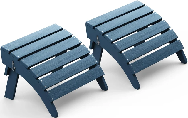 Main image of Folding Adirondack Chair Footrest Set of 2, Adirondack Ottomans Footstools Without Assembly, Blue