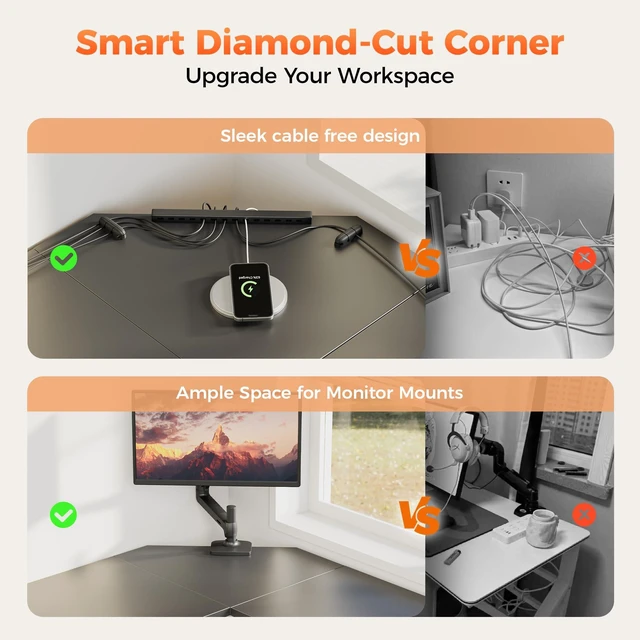 Alt view image 6 of 7 - 67 inch L Shaped Desk with CPU Stand, Large Corner Gaming Desk | Simple Computer Desk with 2 Hooks, Office Table for Home Bedroom Study Work Writing, Black