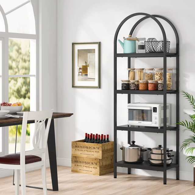 Alt view image 2 of 7 - 4-Tier Open Bookshelf, 70.8" Wood Bookcase Storage Shelves with Metal Frame, Freestanding Display Rack Tall Shelving Unit for Office, Bedroom, Living Room, Easy Assembly (Black, 1PC)