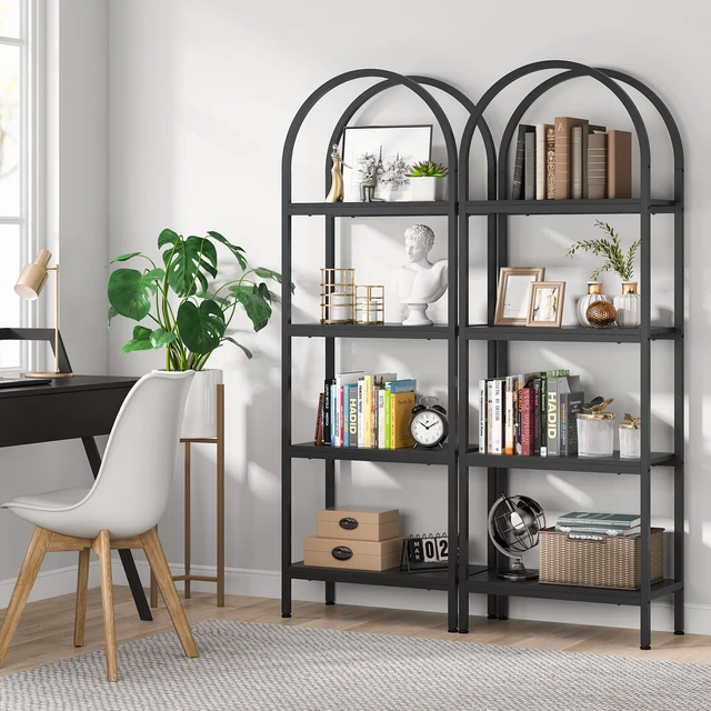 Alt view image 4 of 7 - 4-Tier Open Bookshelf, 70.8" Wood Bookcase Storage Shelves with Metal Frame, Freestanding Display Rack Tall Shelving Unit for Office, Bedroom, Living Room, Easy Assembly (Black, 1PC)
