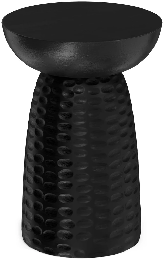 Main image of Boyd 13" Wide Solid Wood Round End Table in Black | Contemporary accent table, handcrafted and assembled; nightstand, lamp stand, or side table for living room or bedroom.
