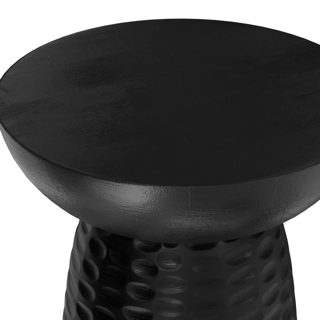 Alt view image 6 of 7 - Boyd 13" Wide Solid Wood Round End Table in Black | Contemporary accent table, handcrafted and assembled; nightstand, lamp stand, or side table for living room or bedroom.