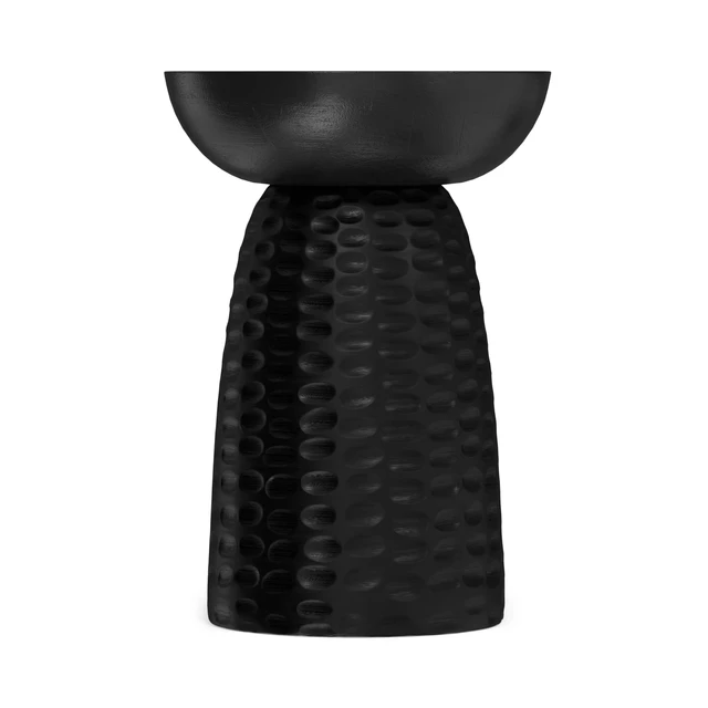 Alt view image 5 of 7 - Boyd 13" Wide Solid Wood Round End Table in Black | Contemporary accent table, handcrafted and assembled; nightstand, lamp stand, or side table for living room or bedroom.