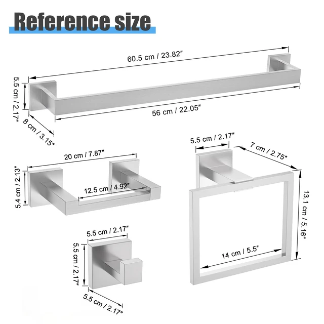 Alt view image 7 of 7 - 10-Piece Bathroom Hardware Accessories Set Brushed Nickel Towel Bar Holder Set SUS304 Stainless Steel Towel Racks for Bathroom Wall Mounted, 23.6-Inch