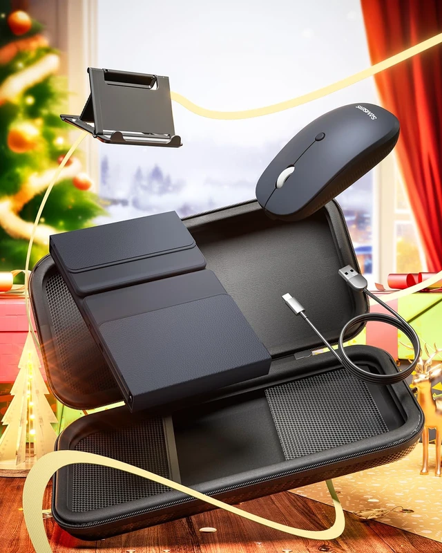 Alt view image 7 of 7 - Foldable Keyboard and Mouse, Folding Bluetooth Keyboard Combo, 2.4G + BT5.0 x 2, Full-Size Portable Travel Keyboard & Rechargeable Wireless Mouse for Windows Android iOS Mac OS, Midnight