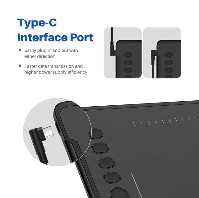 Alt view image 4 of 5 - Inspiroy H1161 Graphics Drawing Tablet with Touch Strip, 11x6.87 Inch | 26 Customizable Keys, 8192 Pressure Levels, ±60° Tilt, Battery-Free Stylus, Compatible with Android, Windows and Mac