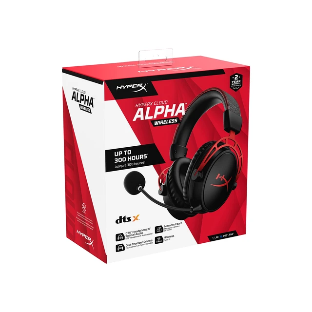 Alt view image 7 of 7 - Cloud Alpha Wireless Gaming Headset for PC with DTS Headphone:X Spatial Audio, Noise-Canceling Mic, Dual Chamber Drivers, Durable Aluminum Frame - 300-Hour Life, Red