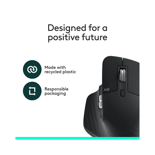 Alt view image 5 of 7 - MX Master 3S - Performance Wireless Mouse with Ultra-Fast Scrolling, Ergo, 8K DPI, Track on Glass, Quiet Clicks, Bluetooth, Windows, Linux, Chrome, Black