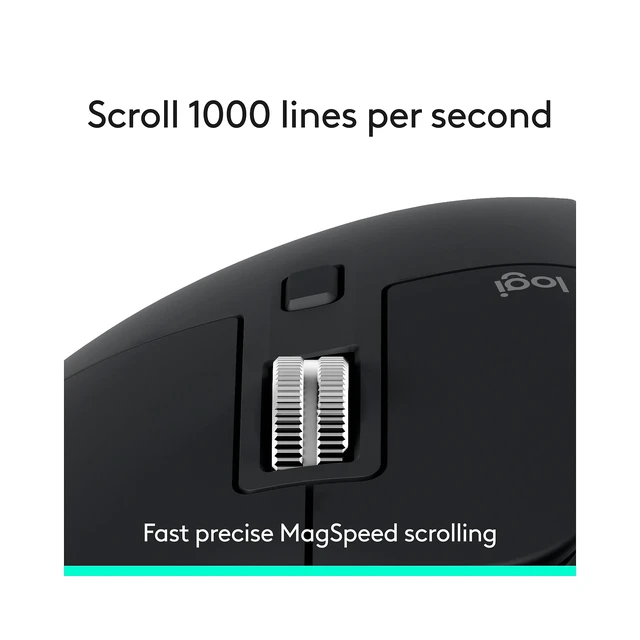Alt view image 3 of 7 - MX Master 3S - Performance Wireless Mouse with Ultra-Fast Scrolling, Ergo, 8K DPI, Track on Glass, Quiet Clicks, Bluetooth, Windows, Linux, Chrome, Black