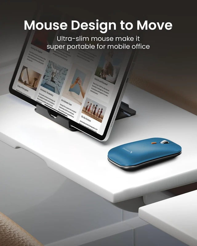 Alt view image 5 of 7 - XKM01 Full-Size Foldable Keyboard Mouse Combo for Travel, Blue | 105-key keyboard, slim mouse, hard case and phone stand; 3-device Bluetooth & 2.4G switching, for travel office use