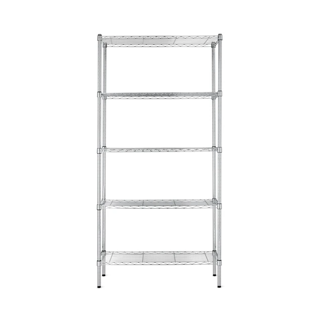 Alt view image 6 of 6 - 5-Shelf Adjustable Heavy Duty Steel Wire Rack, Space Saving Storage Shelving Organizer for Kitchen, Garage, No-Tool Assembly, 350 lbs Weight Capacity, 36" x 14" x 72", Chrome