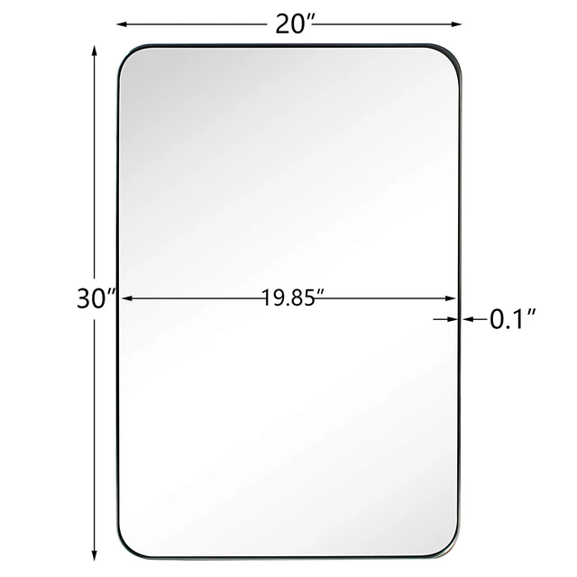Alt view image 3 of 6 - 20x30 inch Chrome Stainless Steel Metal Framed Bathroom Mirror Wall Mounted Rounded Rectangular Bathroom Vanity Mirror