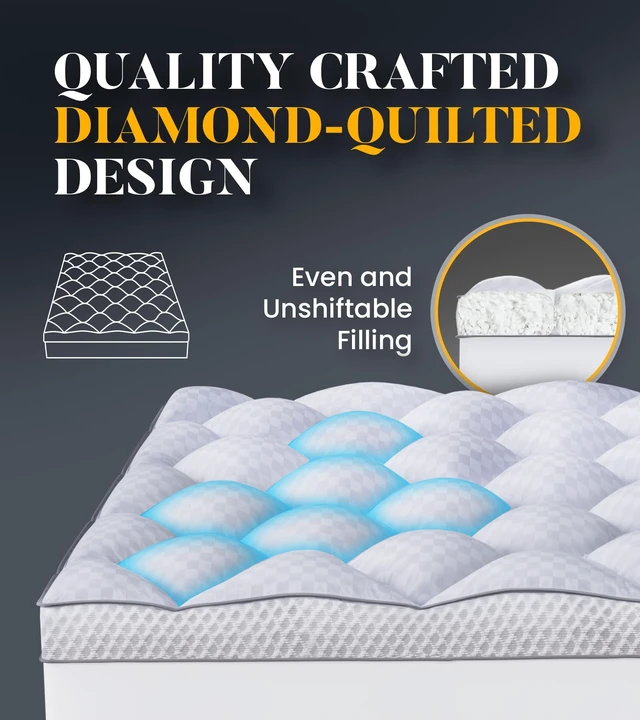 Alt view image 6 of 6 - 3 Inch Ultra-Fluffy Memory Foam Mattress Topper Queen for Back Pain, Soft Comfy Pillow Top Queen Mattress Topper with 4X Support, Mattress Pad with Breathable Air Mesh Sides, 6-21'' Deep Pocket