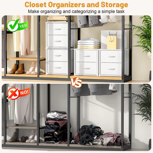 Alt view image 5 of 7 - 2-Pack Stackable Storage Drawers (4 Drawers Total), White Closet Organizer with Wooden Top & Metal Frame, Freestanding or Stackable Dresser for Bedroom, Living Room, Under Bed