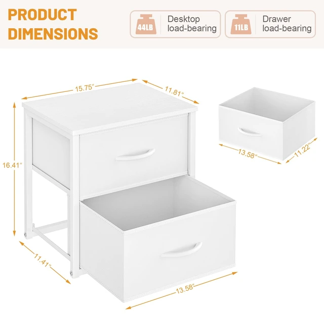 Alt view image 6 of 7 - 2-Pack Stackable Storage Drawers (4 Drawers Total), White Closet Organizer with Wooden Top & Metal Frame, Freestanding or Stackable Dresser for Bedroom, Living Room, Under Bed