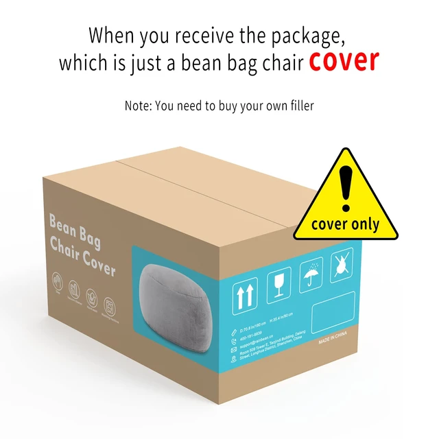 Alt view image 6 of 7 - Bean Bag Chair Cover, Big Round Lazy Sofa Bed Cover for Adults (No Filler) | Soft fluffy PV velvet cover feels cozy and is machine washable. Perfect for living room, bedroom, or balcony. 6ft snow grey