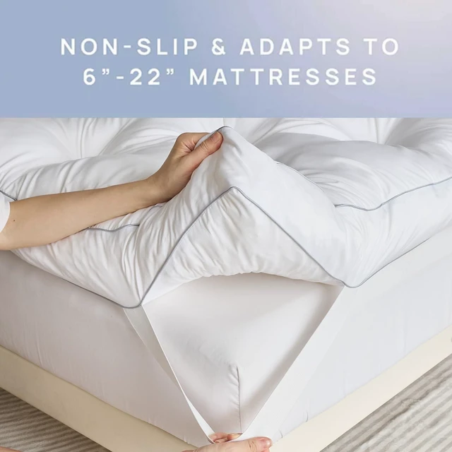 Alt view image 4 of 7 - 5 Inch Memory Foam Mattress Topper Full for Back Pain Relief | 5 Inch Extra Thick Gel Memory Foam Topper with Pressure Relief, Body Contouring Support, 4-Way Straps and Plush Comfort
