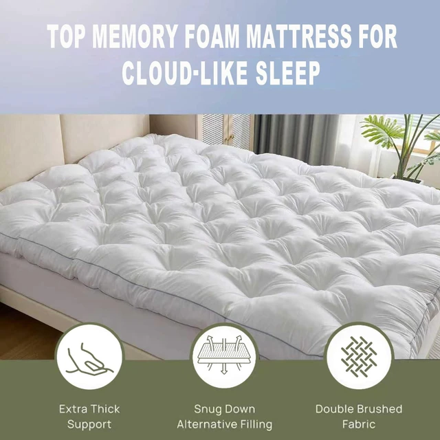 Alt view image 3 of 7 - 5 Inch Memory Foam Mattress Topper Full for Back Pain Relief | 5 Inch Extra Thick Gel Memory Foam Topper with Pressure Relief, Body Contouring Support, 4-Way Straps and Plush Comfort