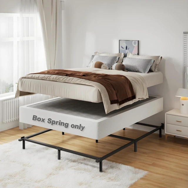 Alt view image 3 of 7 - Queen Size Box Spring Bed Base 9 Inch, 3000lbs Heavy Duty Box Spring Queen Metal Mattress Foundation, Tool-Free Easy Assembly, Noise Free